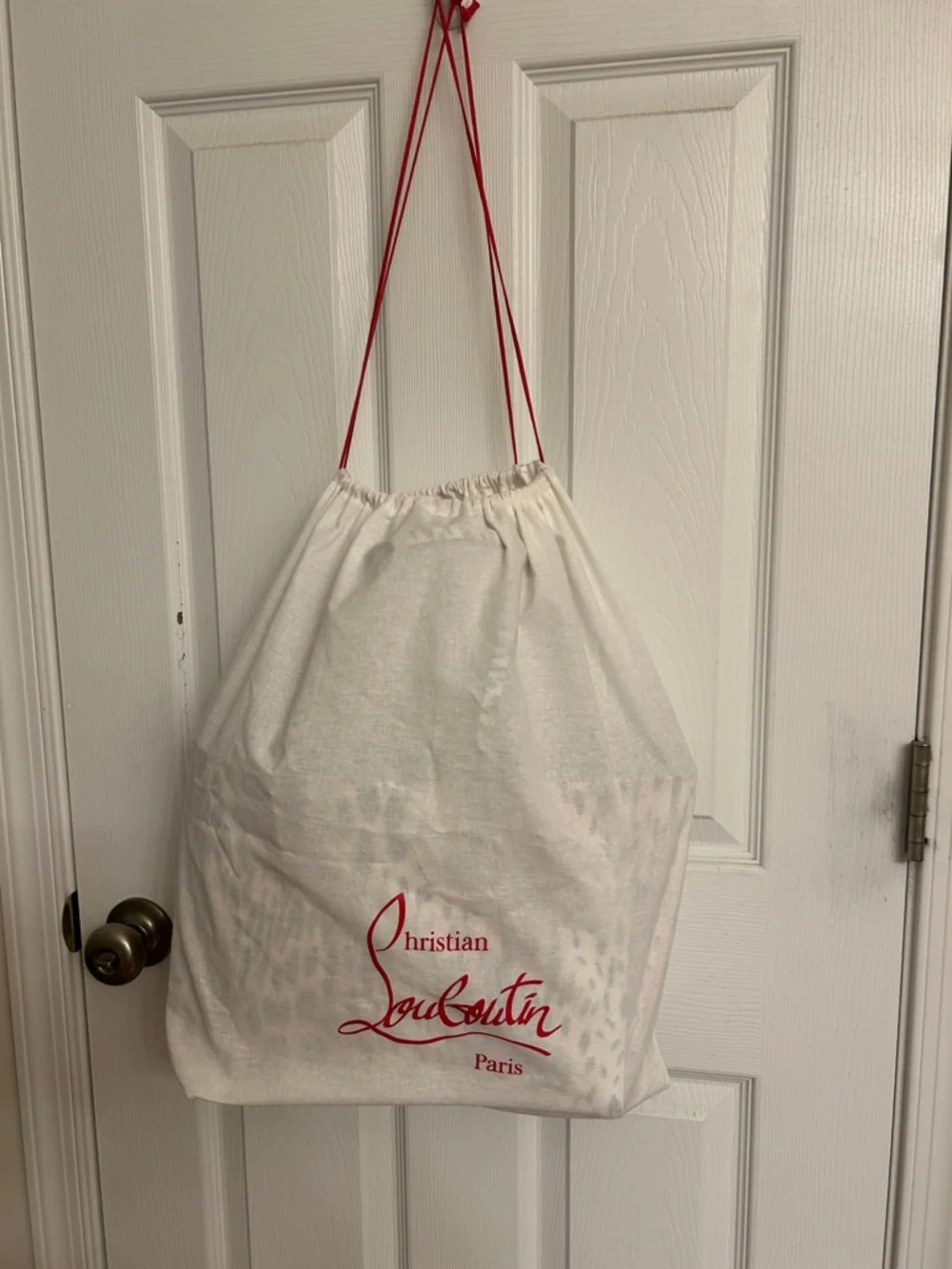 Christian Louboutin Cabata Beige Cheetah Leather Tote Matching Pouch Dust Bag